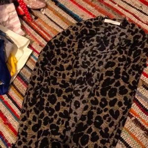 Leopard open front cardigan. Mid thigh length